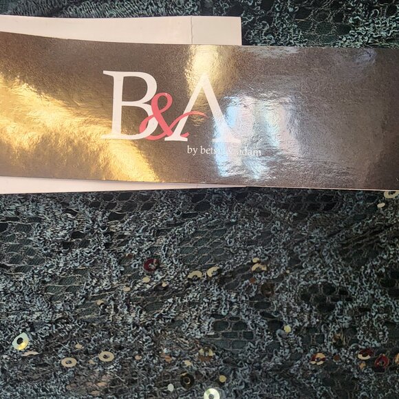 B&A By Betsy & Adam Petite V-Neck Lace-Bodice Gown - Picture 4 of 5